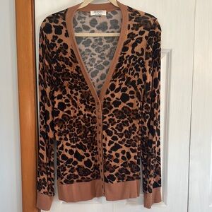Zenana Brown and Black Leopard Print Cardigan Sweater